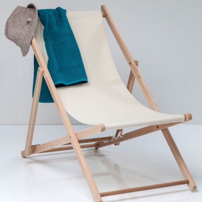 Kare Design Bukové zahradní lehátko Bright Summer s béžovým sedákem