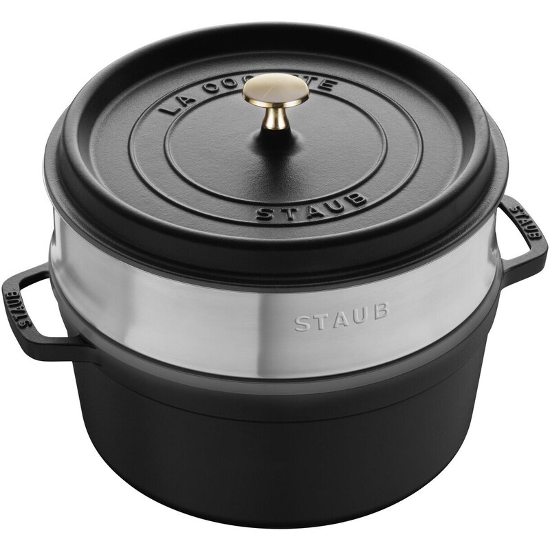 Staub Cocotte hrnec kulatý s napařovací vložkou, 24 cm/3,7 l černý, 13242423