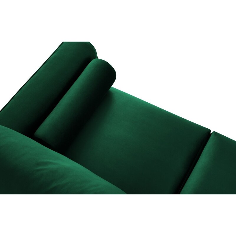 Lahvově zelená sametová trojmístná rozkládací pohovka MICADONI LEONA 222 cm s černou podnoží
