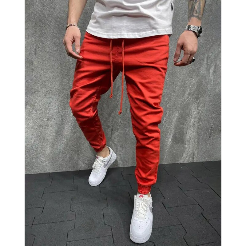 Fashionformen Červené pánské jogger džíny 2Y Premium Stone