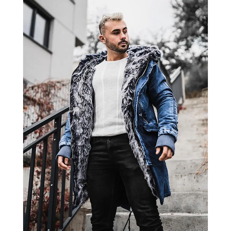 Fashionformen Riflová pánská zimní bunda parka modrá OJ Denim