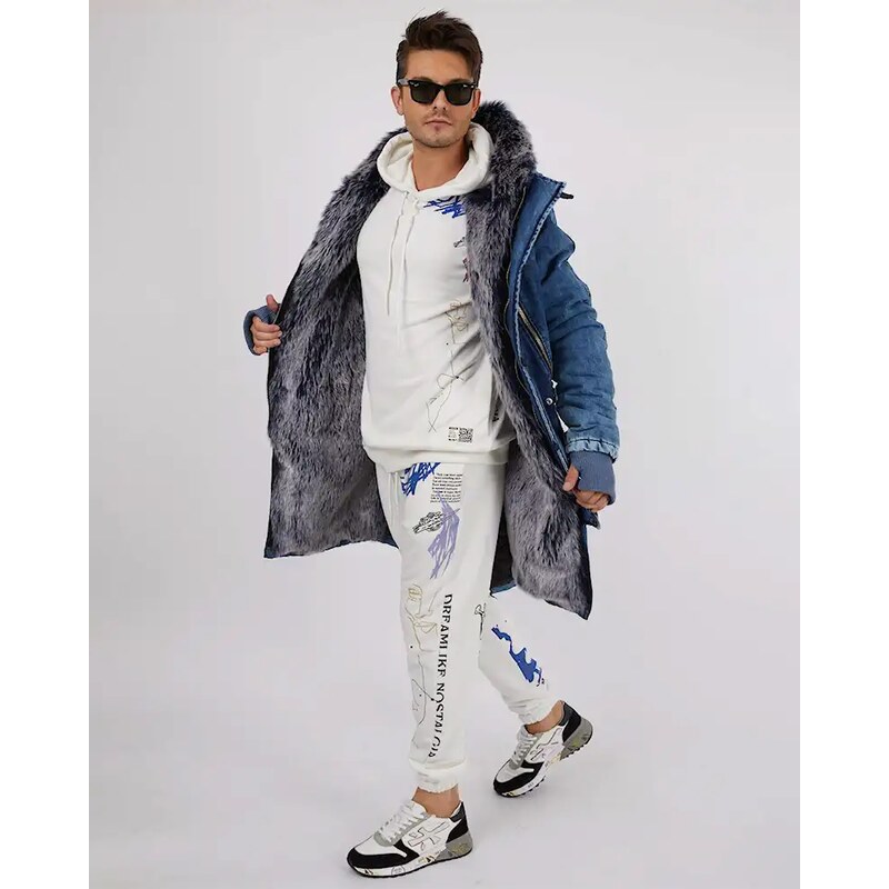 Fashionformen Riflová pánská zimní bunda parka modrá OJ Denim