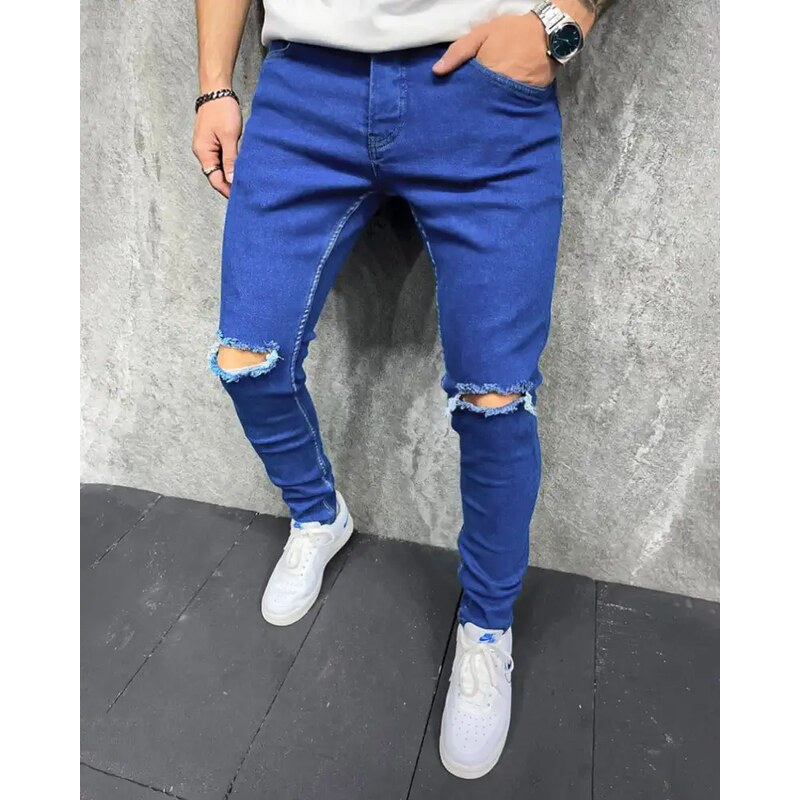 Fashionformen Modré pánské roztrhané džíny 2Y Premium Problem
