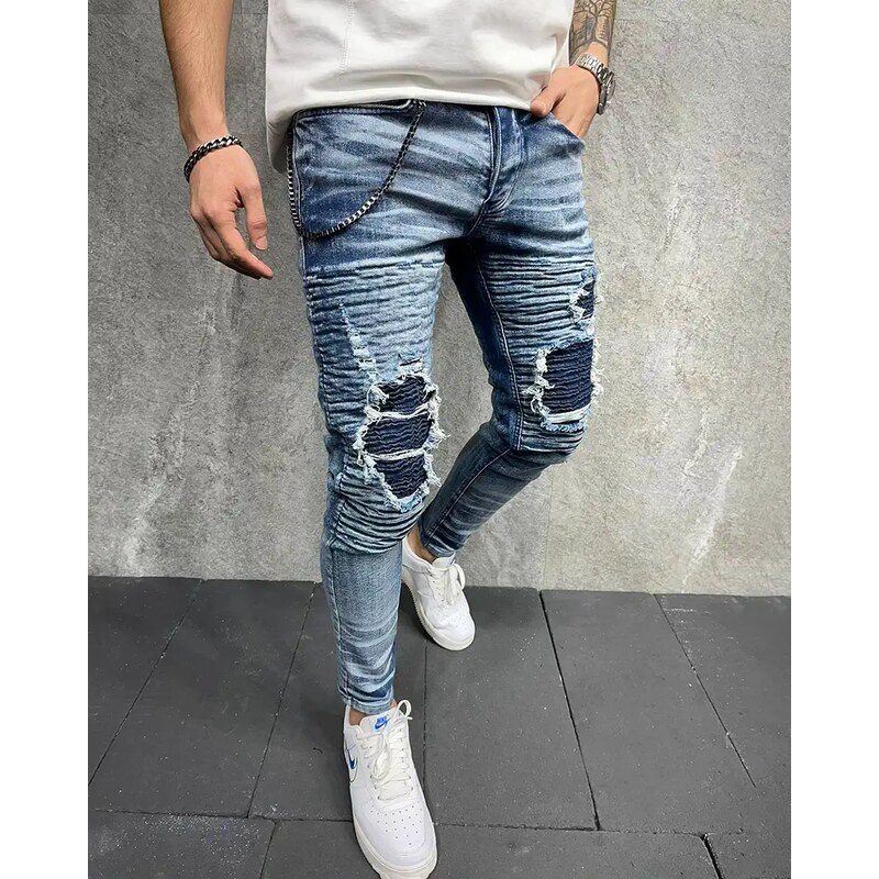 Fashionformen Roztrhané modré pánské džíny 2Y Premium Result