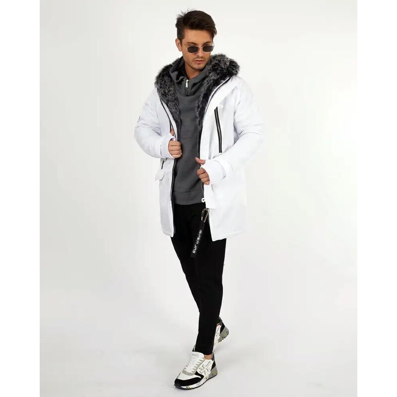Fashionformen Stylová pánská zimní bunda parka bílá OJ Legend