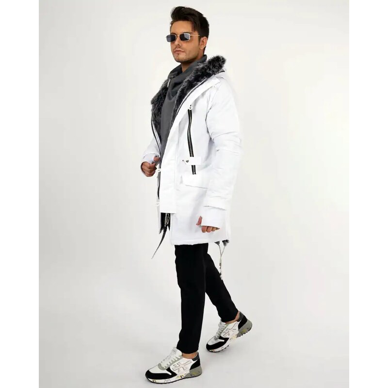 Fashionformen Stylová pánská zimní bunda parka bílá OJ Legend