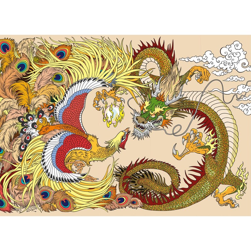 Malvis Tapeta čínský drak a Fénix