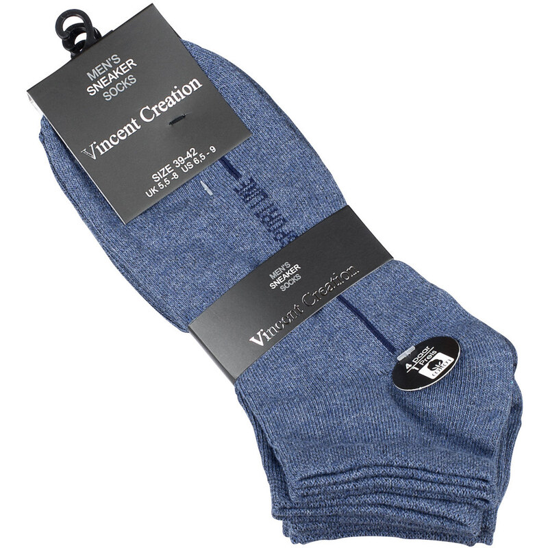 Vincent Creation Ponožky pánské kotníčkové - modré - 4 páry