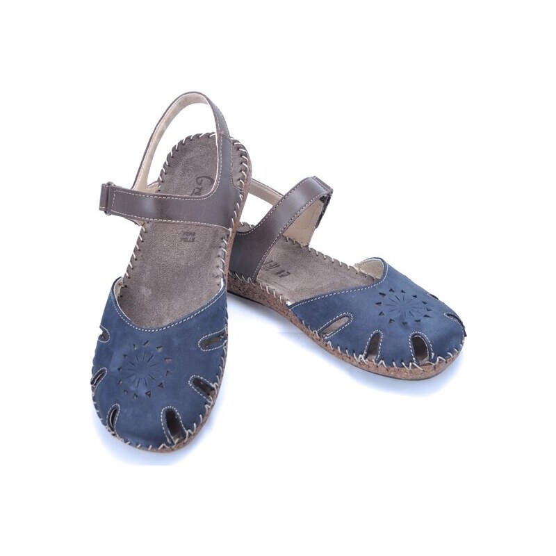 Celokožené pohodlné sandálky Obuv Zóna 7261 45710 modrá