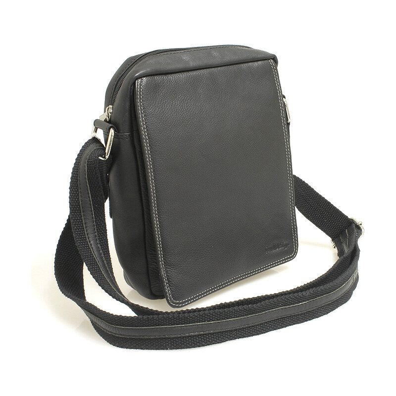 Enrico Benetti Černá kožená pánská taška přes rameno 52005 černá
