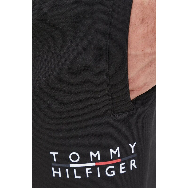 Bavlněné šortky Tommy Hilfiger pánské, černá barva
