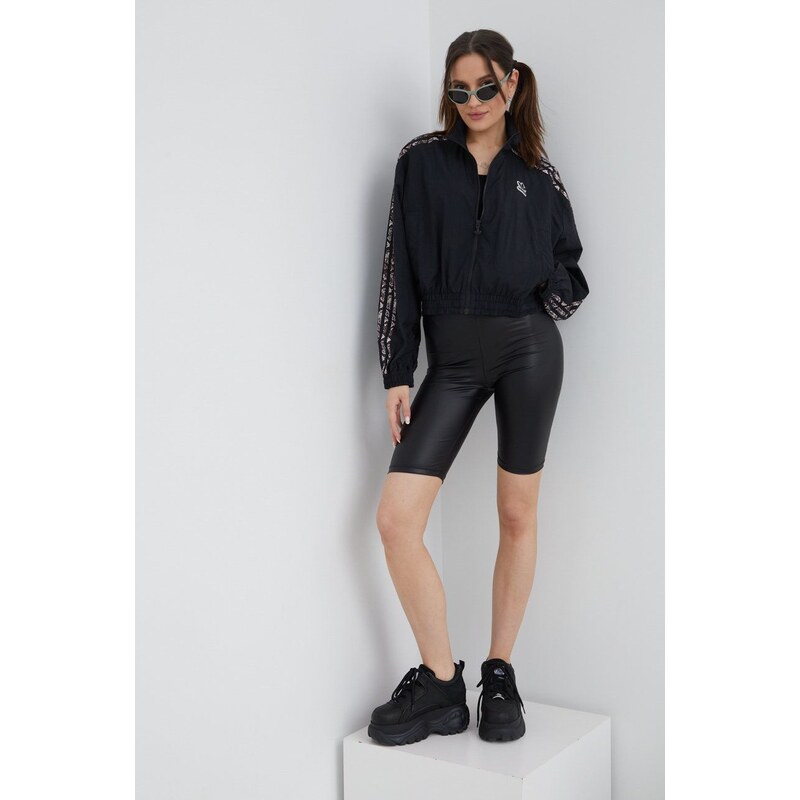 Bunda adidas Originals dámská, černá barva, přechodná, oversize, HT5987-BLACK