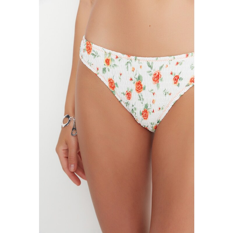 Trendyol Crispy Floral Patterned Gype Low Waist Bikini Bottom