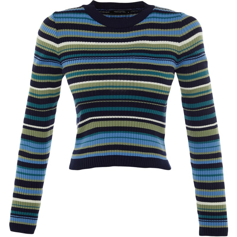 Trendyol Navy Blue Crop Knitwear Sweater