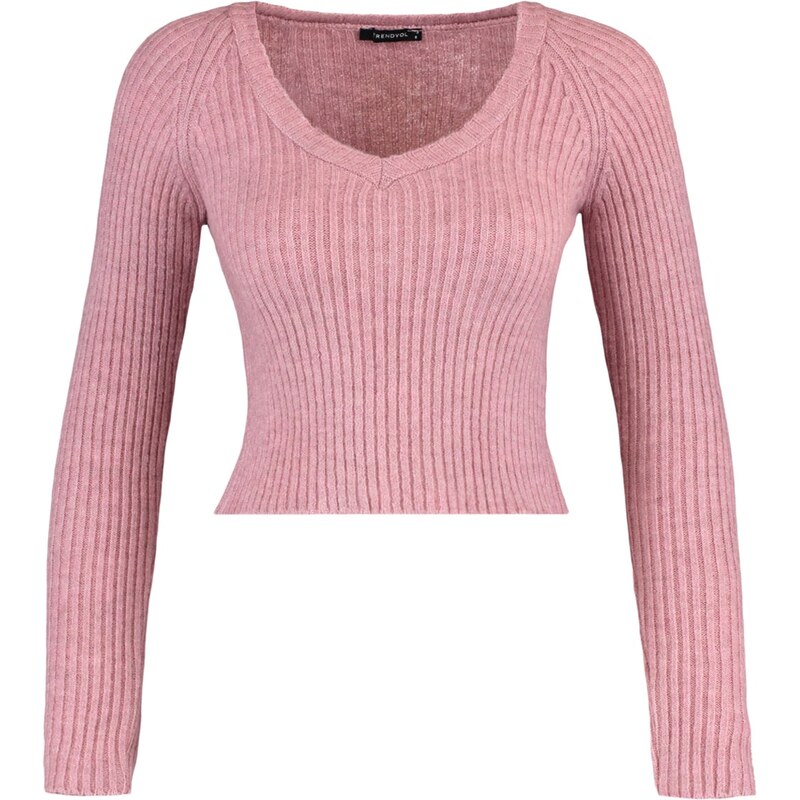Trendyol Dried Rose Crop Soft Textured Basic Knitwear Sweater