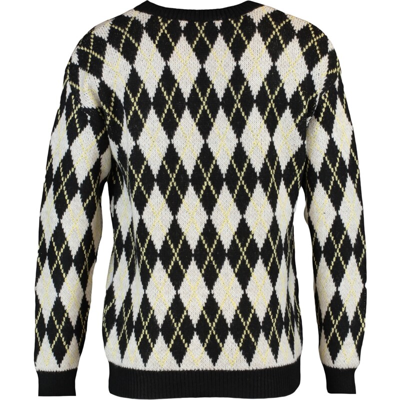 Trendyol Black Regular Fit Crew Neck Diamond Patterned Knitwear Sweater
