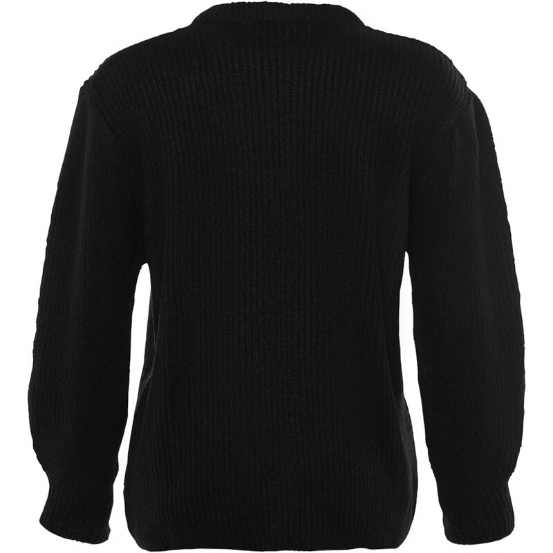 Trendyol Black Wide Fit Soft Textured Basic Knit Svetr