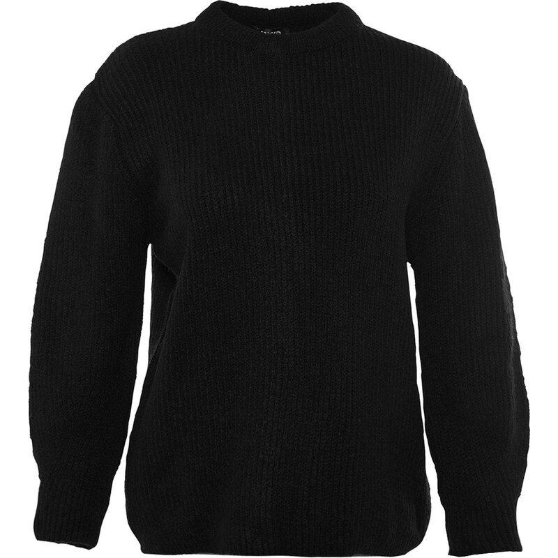 Trendyol Black Wide Fit Soft Textured Basic Knit Svetr