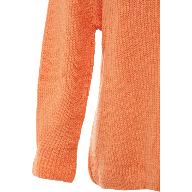 Trendyol Salmon Oversize měkký texturovaný základní pletený svetr