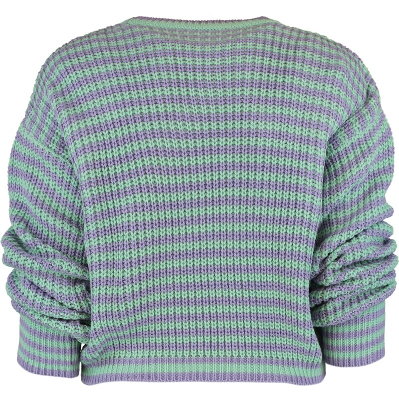 Trendyol Lilac Crop pruhovaný pletený svetr