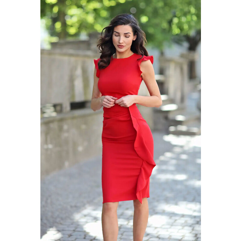 Glara Dámské elegantní šaty s volánem