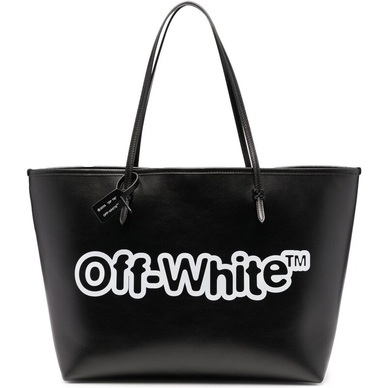 OFF-WHITE den volna kožená nákupní taška