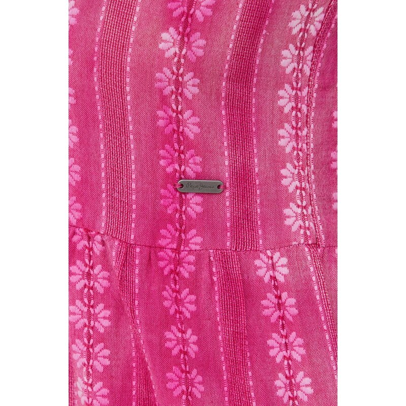 Bavlněné šaty Pepe Jeans Pearl fialová barva, maxi