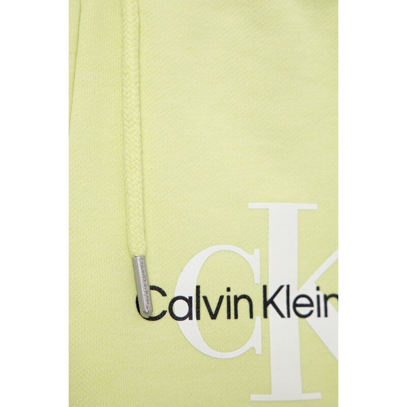 Dětské kraťasy Calvin Klein Jeans zelená barva, s potiskem