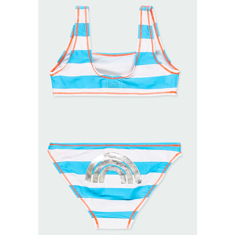 Boboli Dívčí plavky bikiny modrobílé s duhou