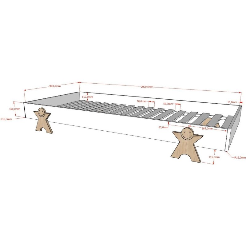 Bílá lakovaná stohovatelná postel Vipack Modulo Smiley 90 x 200 cm