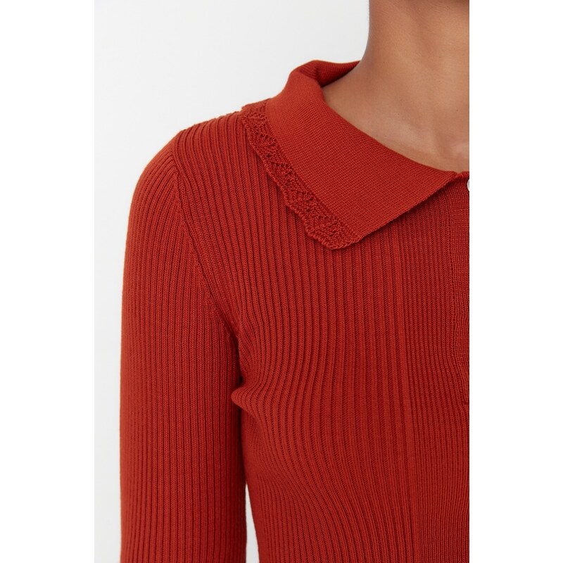 Pletený svetr Trendyol Tile Polo Neck