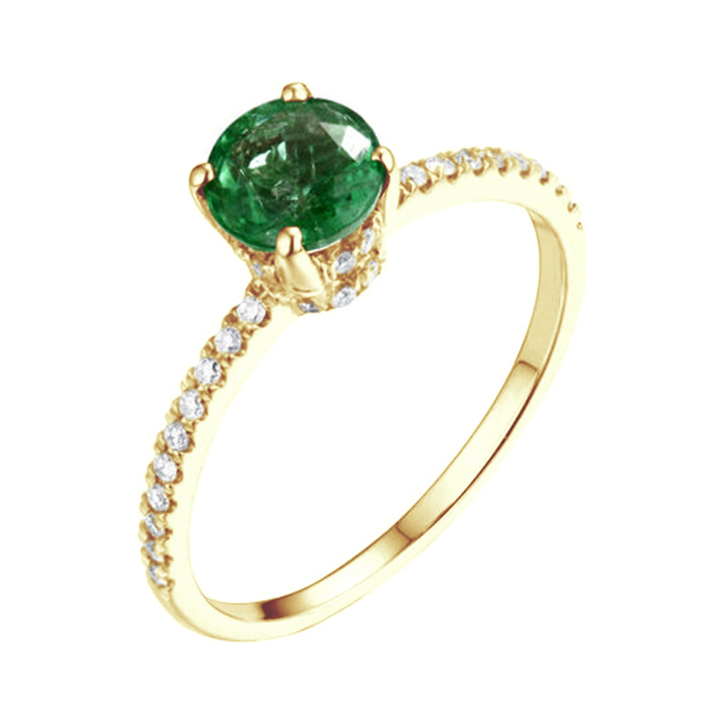 Eppi Zlatý prsten se smaragdem a diamanty Prisha