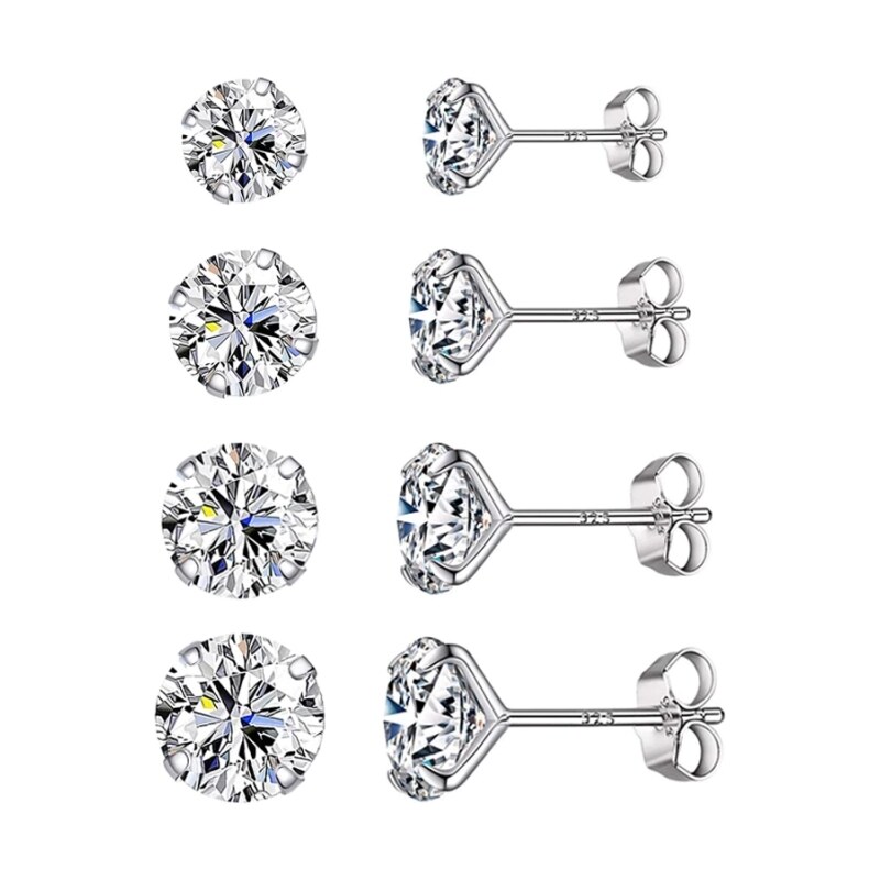 GRACE Silver Jewellery Stříbrné náušnice Marta, pecky, zirkon 4-7 mm, 70405609