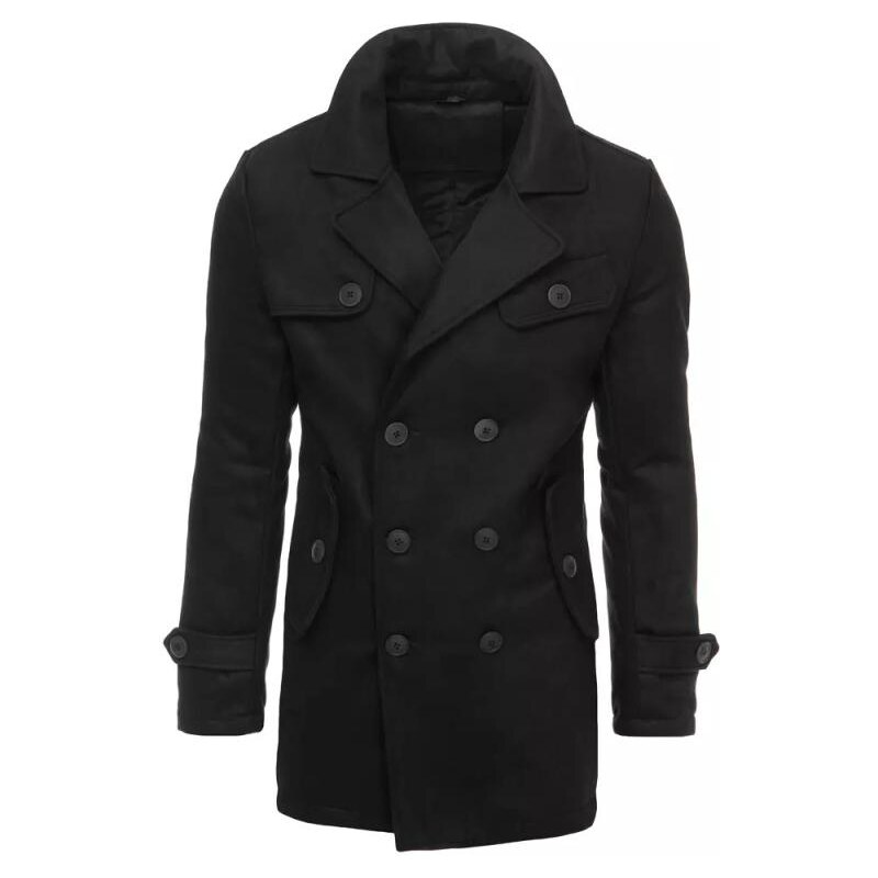DSTREET Pánský dvouřadý zimní kabát CITYS černá