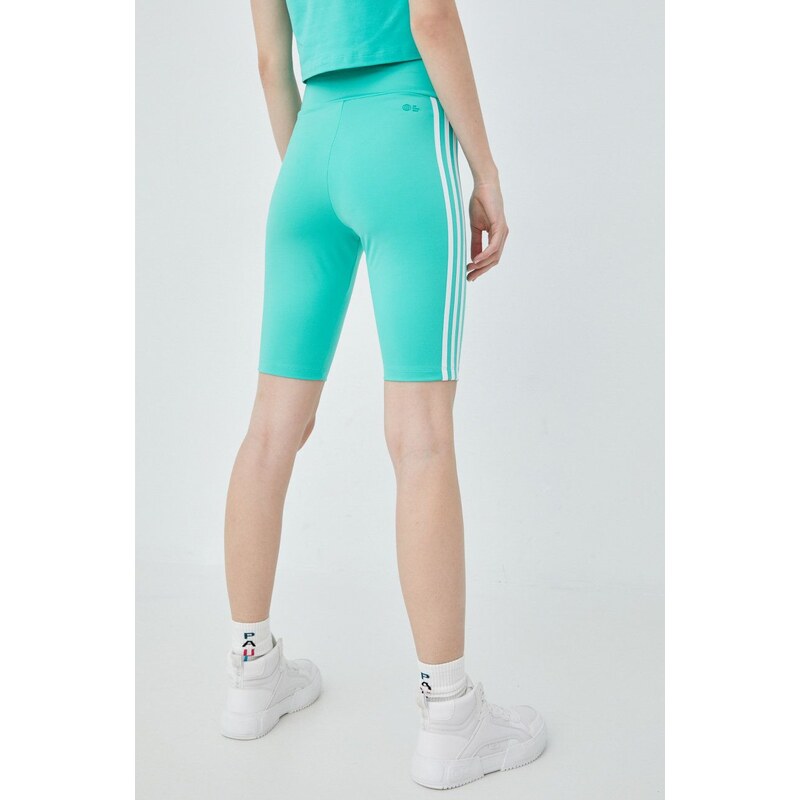 Kraťasy adidas Originals Adicolor HE9503 dámské, zelená barva, s aplikací, high waist, HE9503-HIREGR