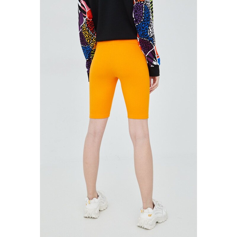 Kraťasy adidas Originals Adicolor HF7483 dámské, oranžová barva, s aplikací, high waist, HF7483-BORANG