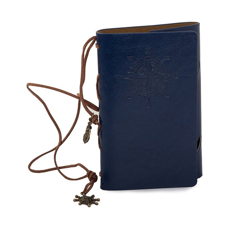 Cestovatelský zápisník retro vintage - modrý