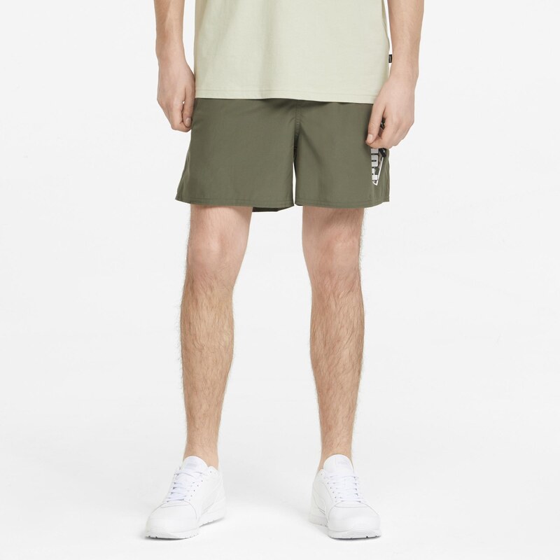 Summer PUMA Graphic Woven Shorts 5 Dark Green Moss