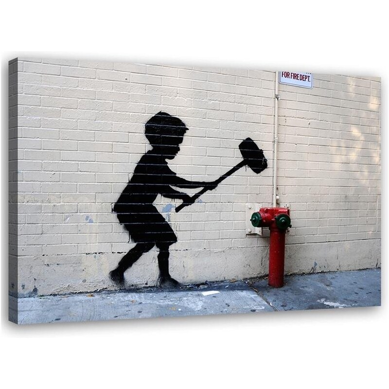 Gario Obraz na plátně Chlapec s kladivem, nástěnná malba Banksy Rozměry: 60 x 40 cm