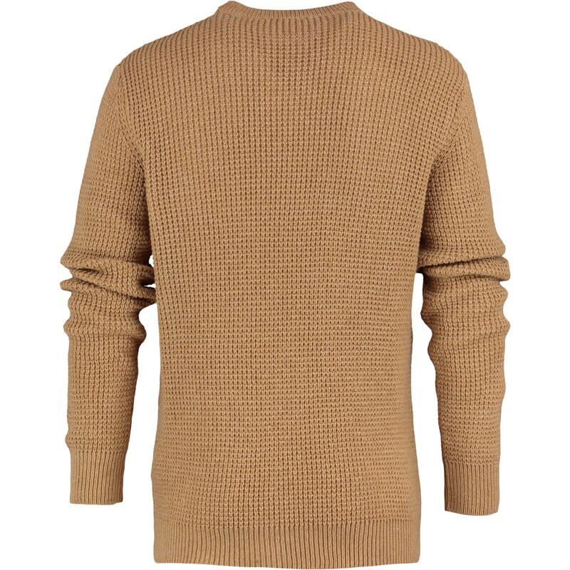 Trendyol Camel Regular Fit Crew Neck Textured Basic Knitwear Sweater