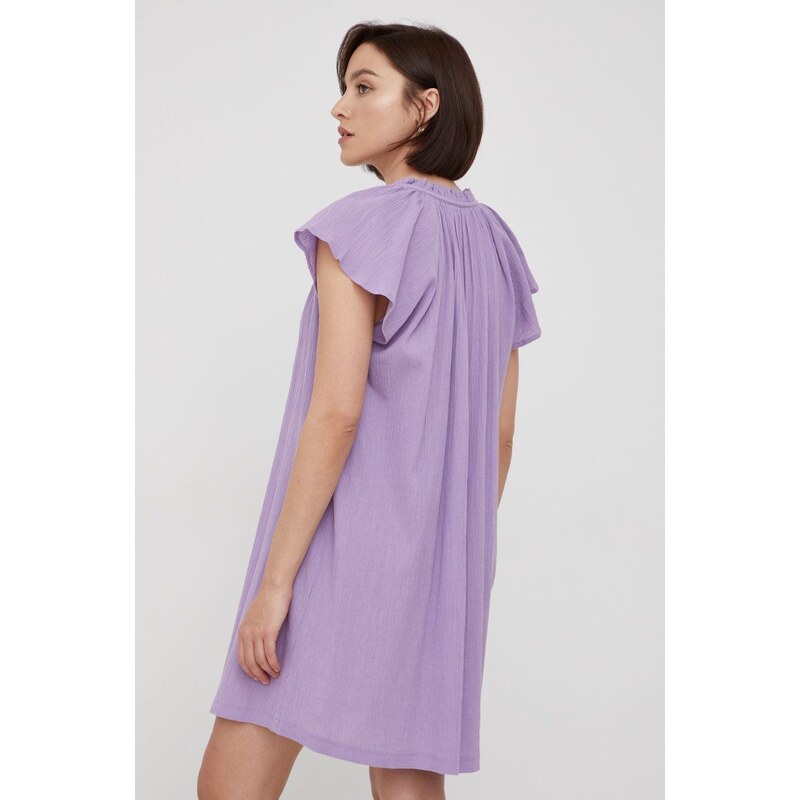 Bavlněné šaty United Colors of Benetton fialová barva, mini
