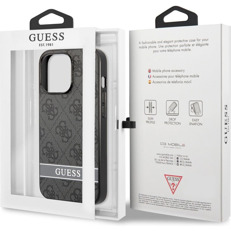 Ochranný kryt pro iPhone 13 Pro - Guess, 4G Stripe Back Gray