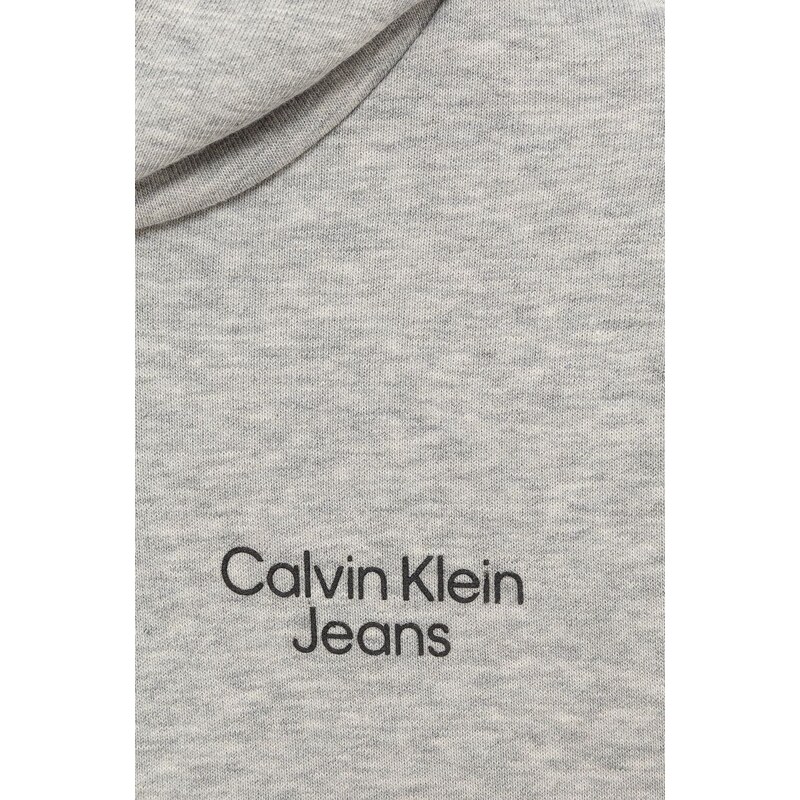 Dětská mikina Calvin Klein Jeans šedá barva, melanžová