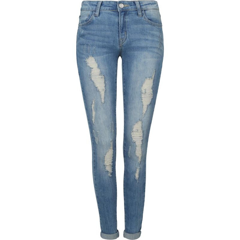 Tally Weijl Blue Destroyed Low Waist Jeans in Slim Fit