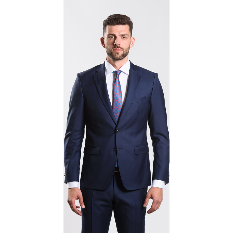 Alain Delon Tmavomodrý vlnený Slim Fit oblek