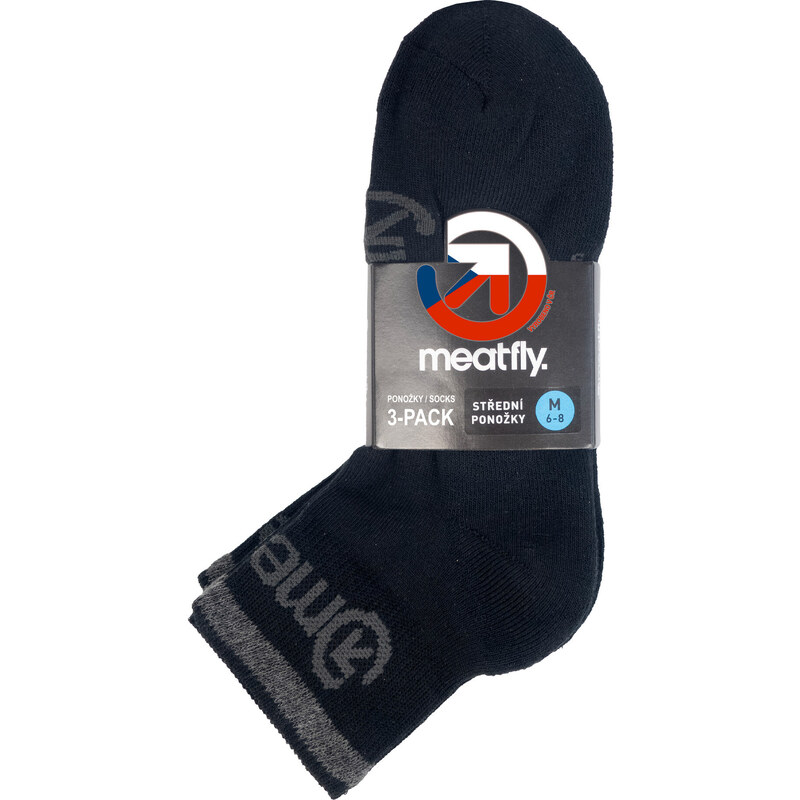 Ponožky Meatfly Middle Triple pack, černá