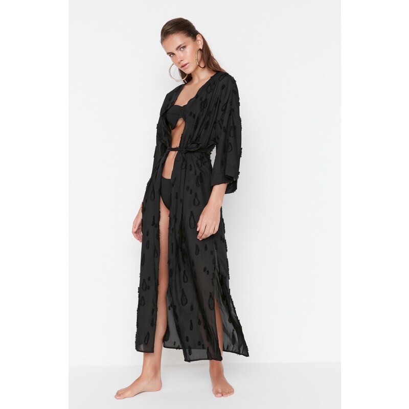 Trendyol Maxi Woven Kimono & Kaftan with Black Belt