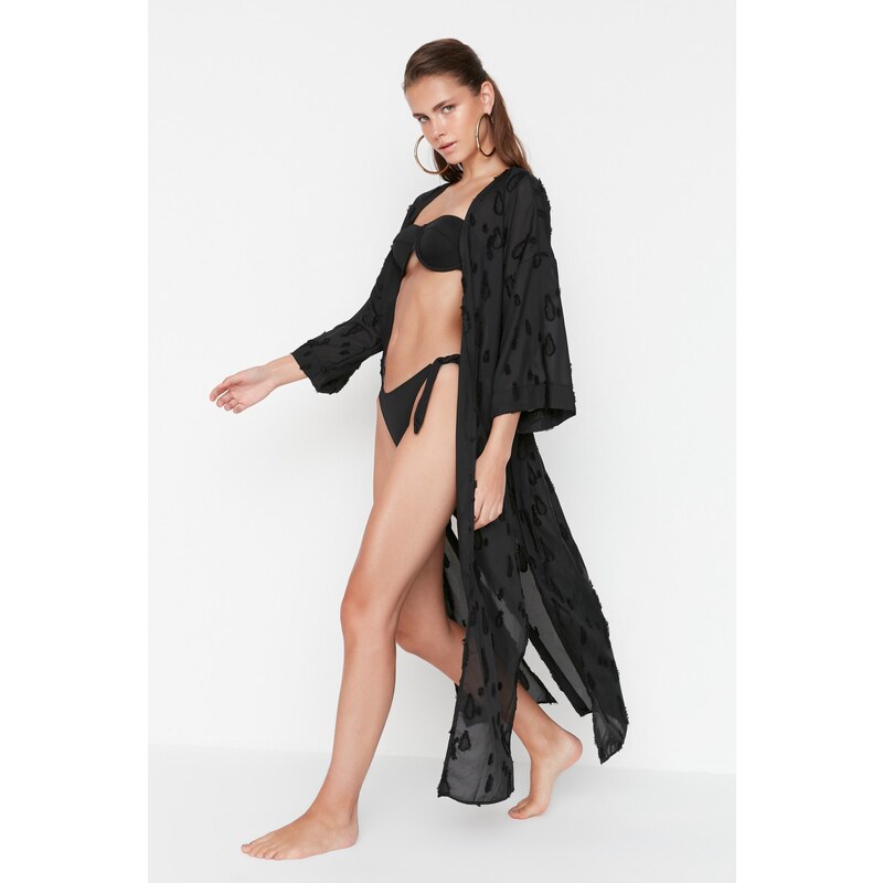 Trendyol Maxi Woven Kimono & Kaftan with Black Belt