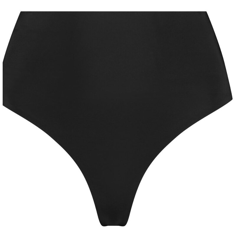 Bye Bra Černé bezešvé tango kalhotky s vysokým pasem Invisible Mid Waist Thong