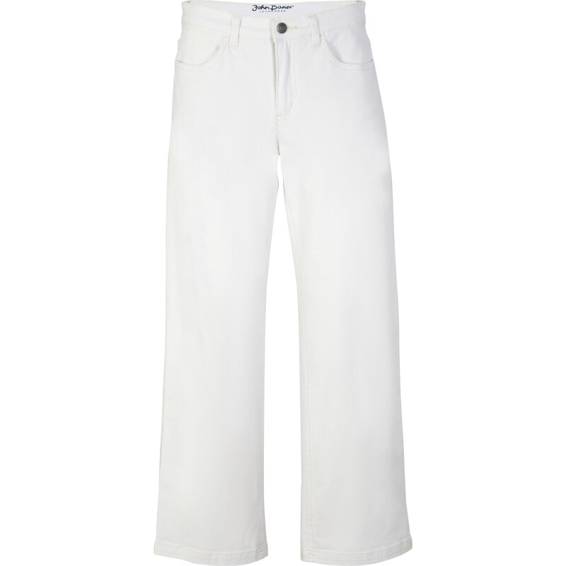 bonprix Strečové džíny, délka nad kotníky, Wide Bílá